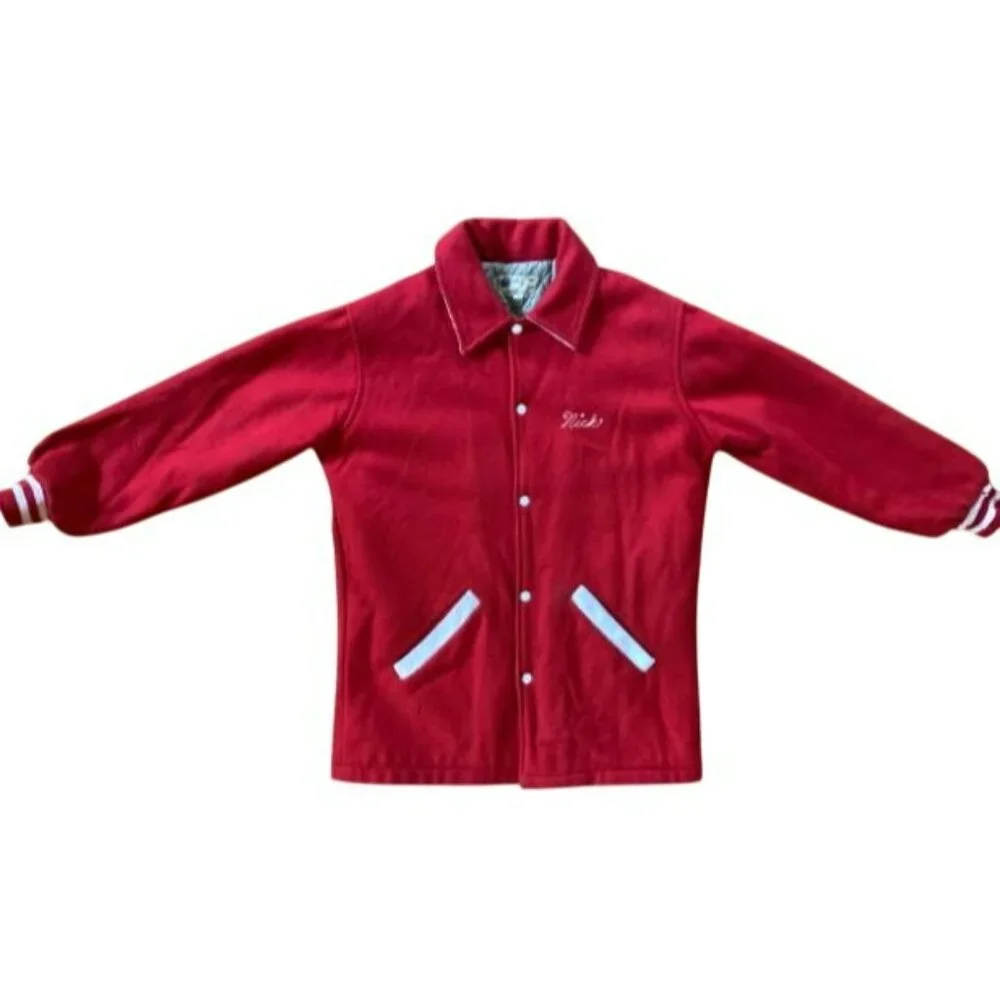 Vintage Red Wool Varsity Jacket Hewitt Golf Size 36 Mens High School Retro - Picture 11 of 11